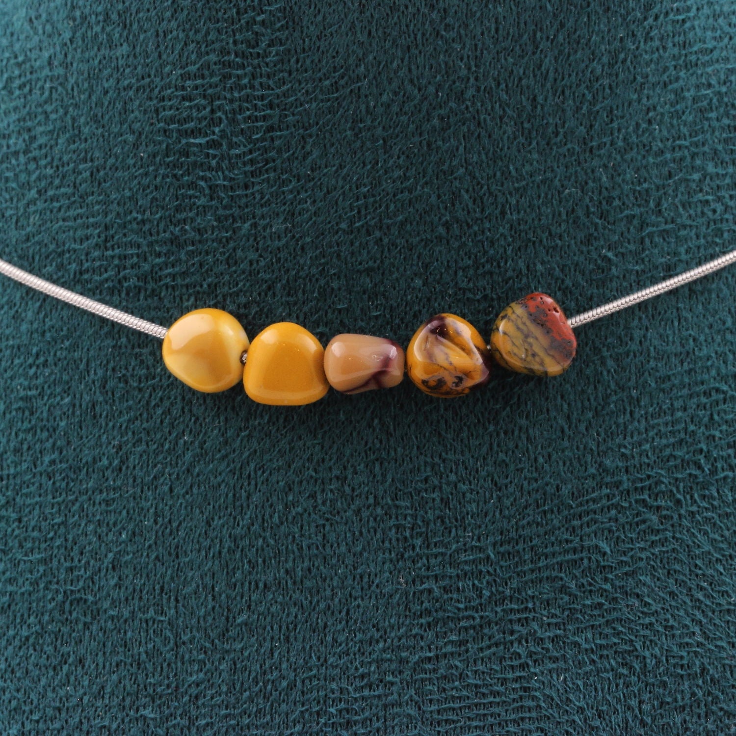 Mookaite from Australia 8 mm 5 beads necklace.