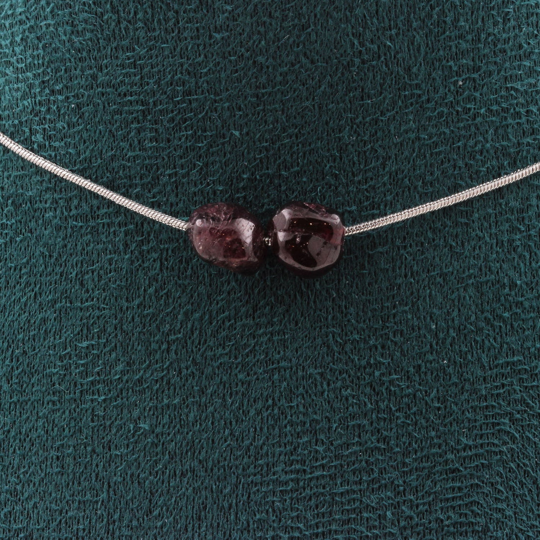 Spessartite Garnet from Mozambique 2 beads necklace.