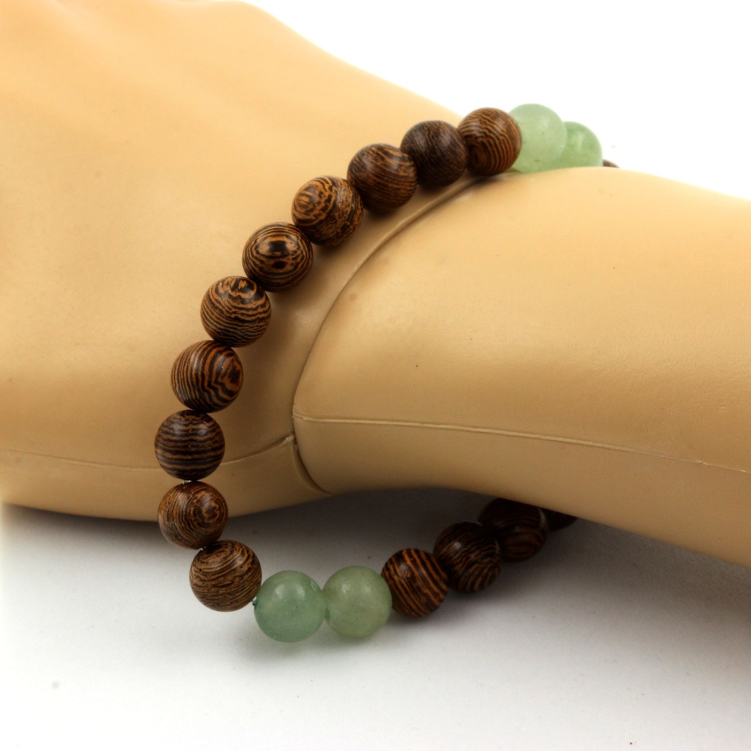 Aventurine + Wood Bracelet 8 mm Beads.