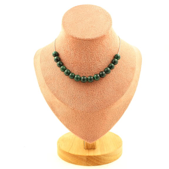 Malachite from Congo quality 7A 8 mm 15 beads necklace.