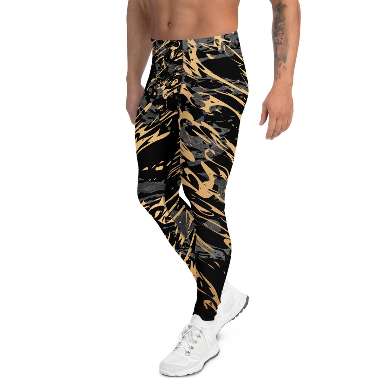 Black Marble with Gold Splash Leggings for Men