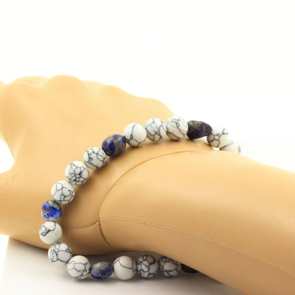 Lapis Lazuli from Pakistan + Howlite 8 mm beads Bracelet.