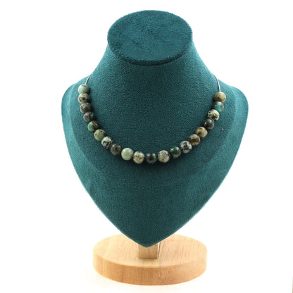 African Turquoise 8 mm 20 beads necklace.