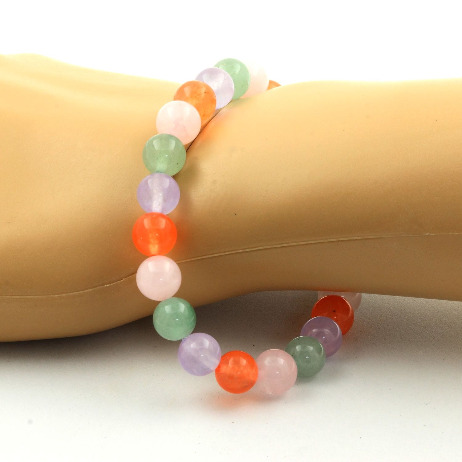 Aventurine+Orange Chalcedony+Pink Quartz+Lavender Chalcedony Bracelet