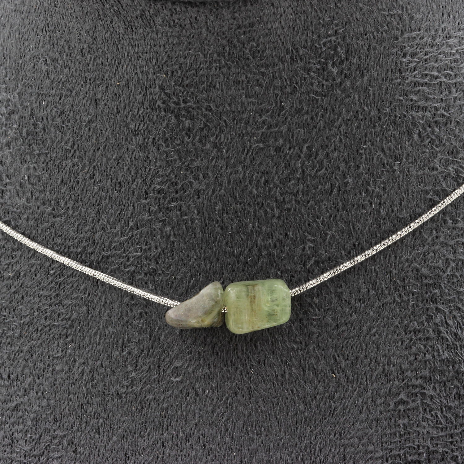 Green Apatite from Madagascar 2 beads necklace.