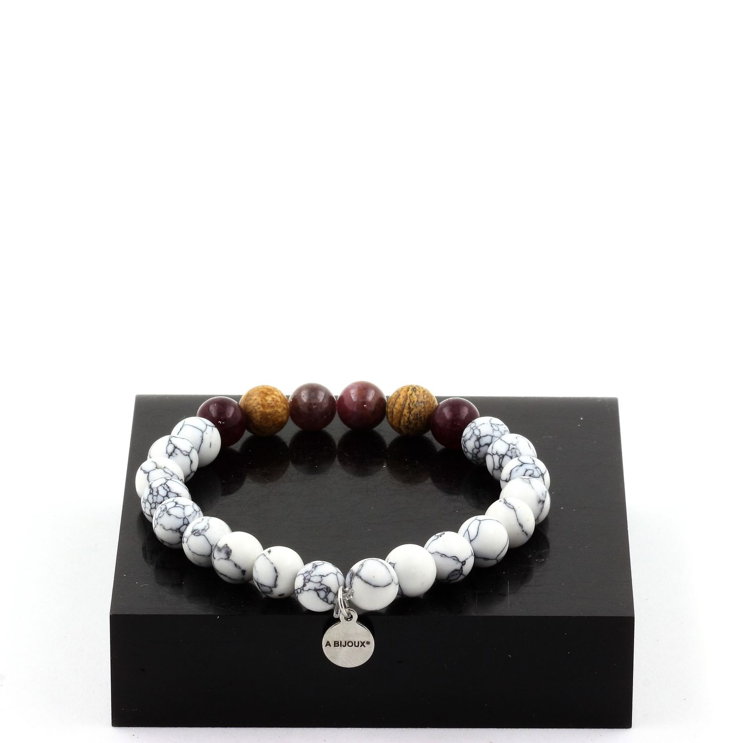 Ruby, Burma + Garnet + Landscape Jasper + Howlite Bracelet