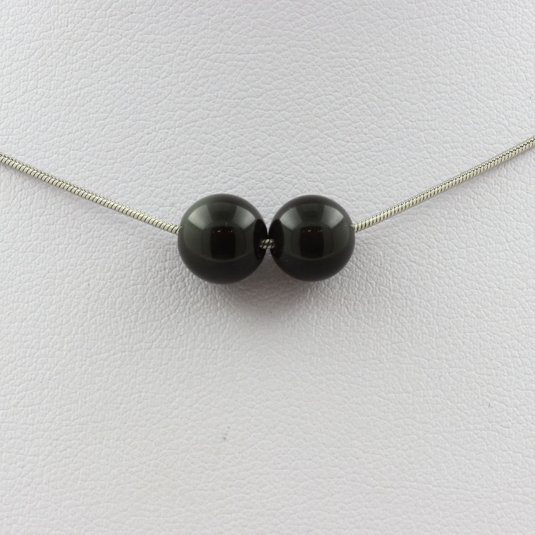 Black obsidian 8 mm 2 beads necklace