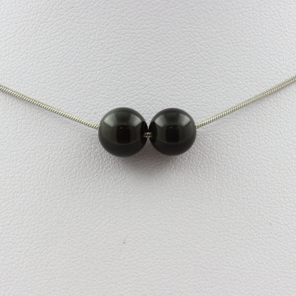 Black obsidian 8 mm 2 beads necklace