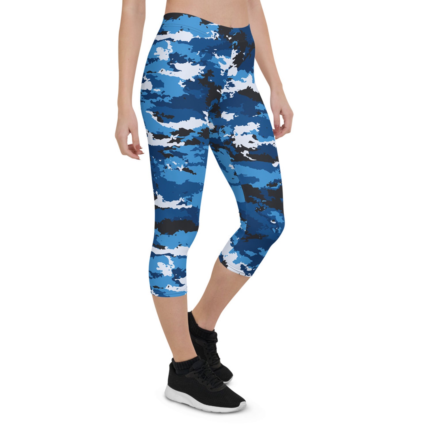 Blue Camo Capri Leggings for Women