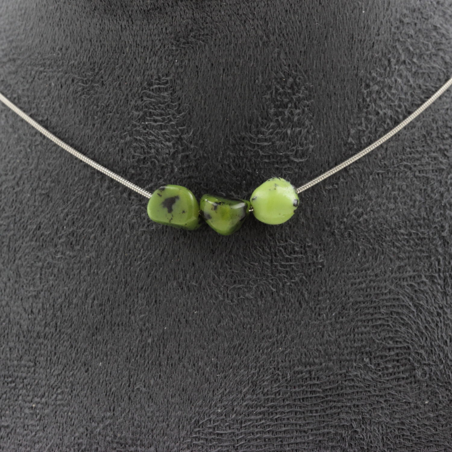 Jade Nephrite from Xiuyan China 3 beads necklace.