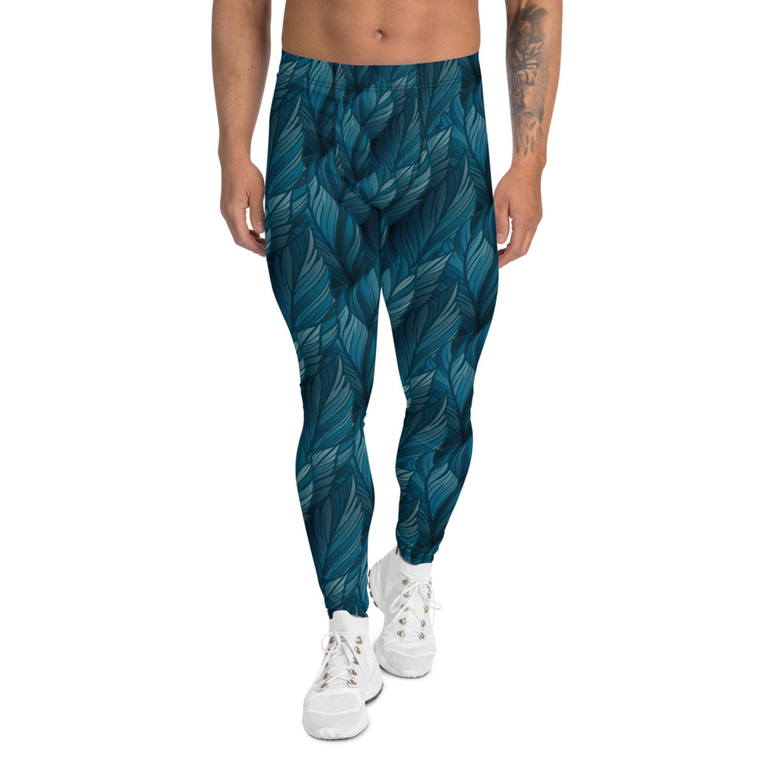 Teal Feather Leggings for Men