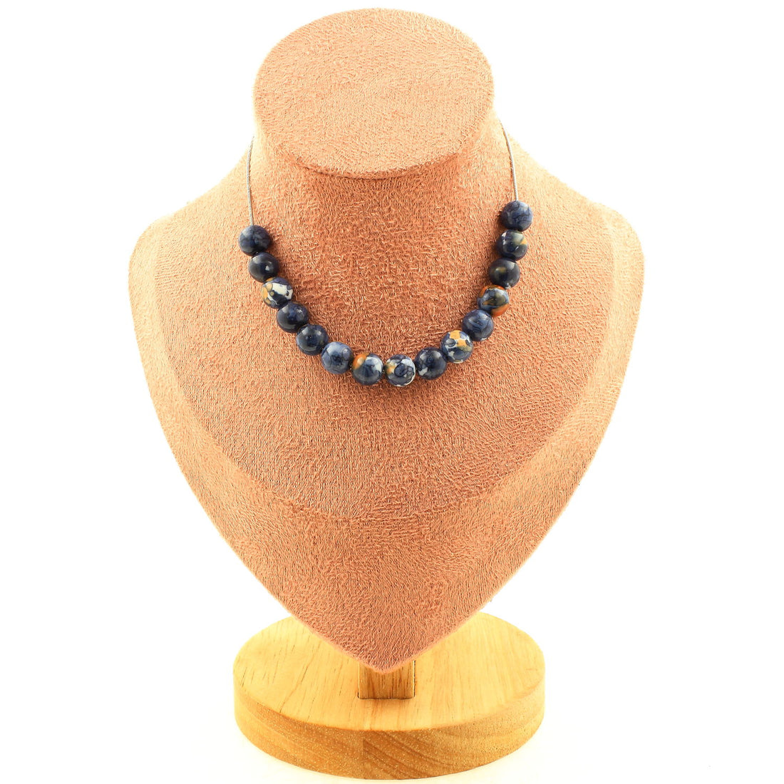 Blue jasper 8 mm 15 beads necklace