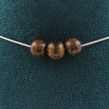 Wood 3 beads 8 mm necklace