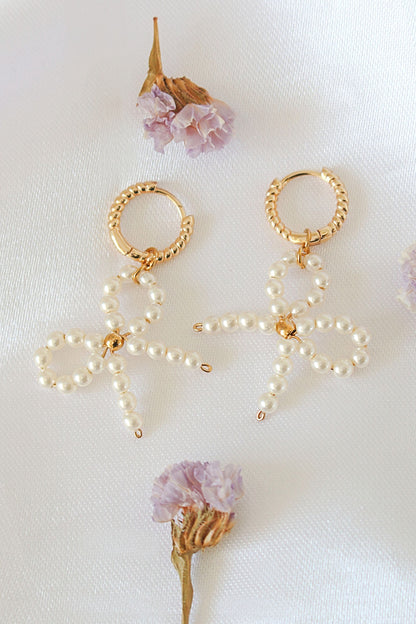 Miss Coquette | 24 Karats Pearls Bow Earrings