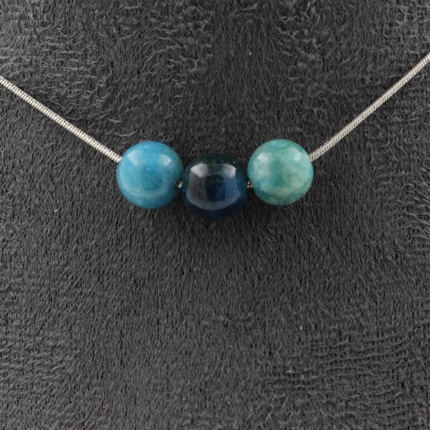 Apatite 3 beads 8 mm necklace.