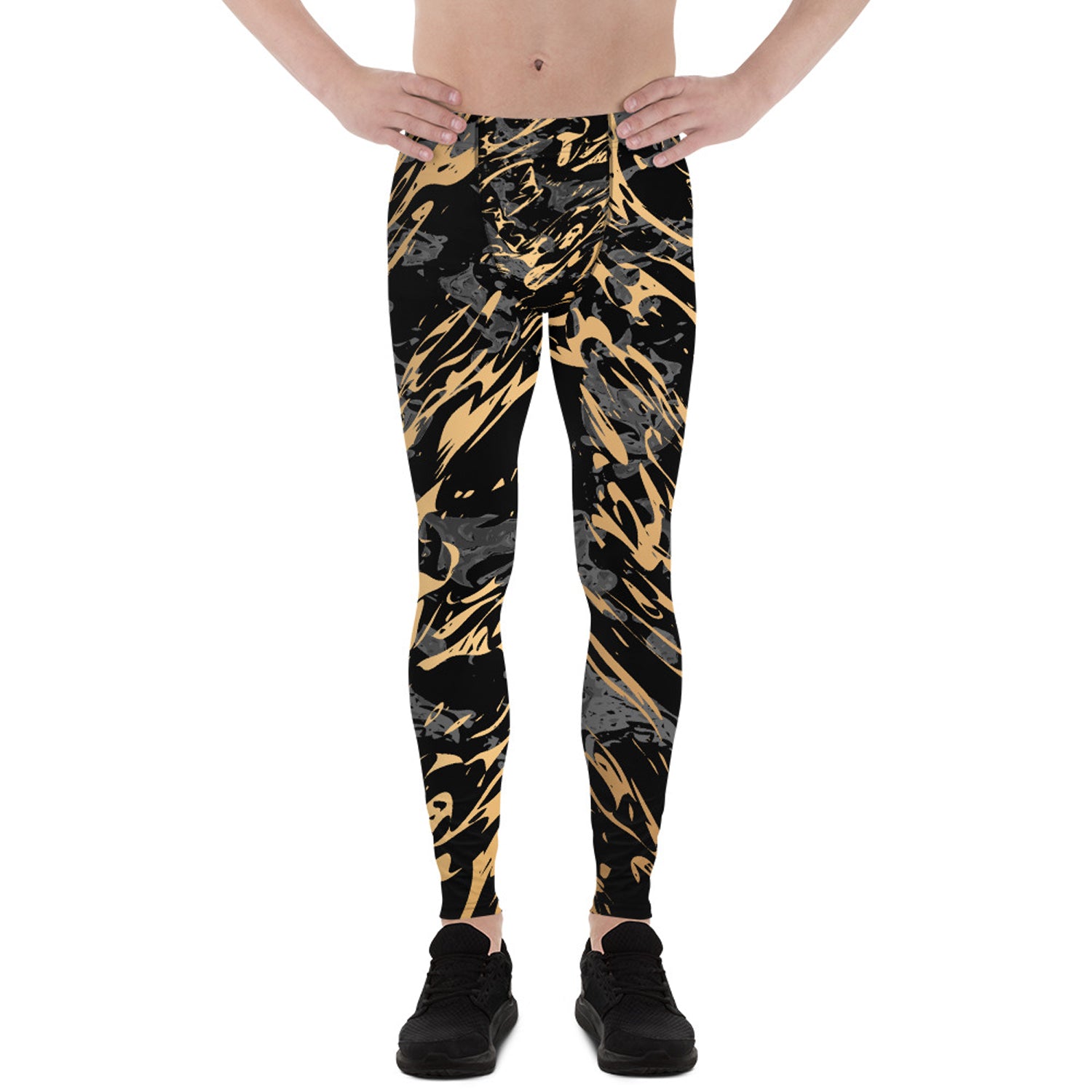 Black Marble with Gold Splash Leggings for Men