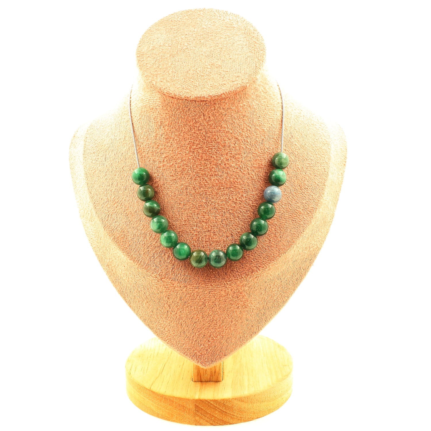 Green Mica from Tanzania quality 5A 8 mm 15 beads necklace.