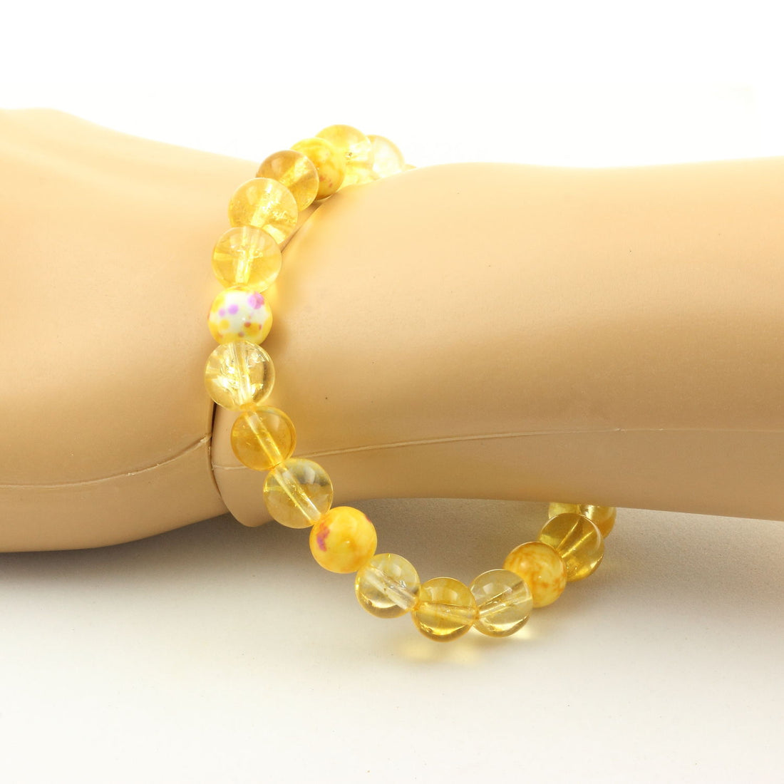 Citrine + Purple Yellow Jasper Bracelet 8 mm Beads.