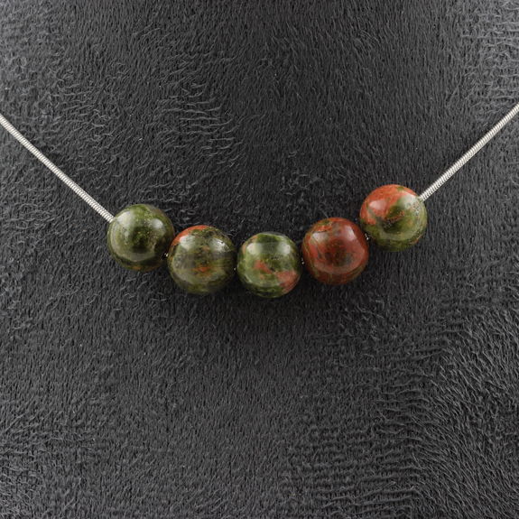 Unakite 8 mm 5 beads necklace.