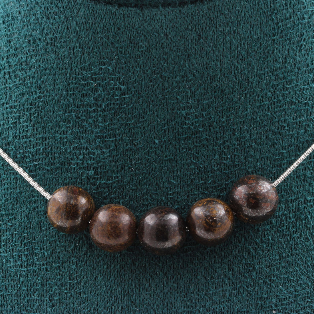 Bronzite 5 beads 8 mm necklace.