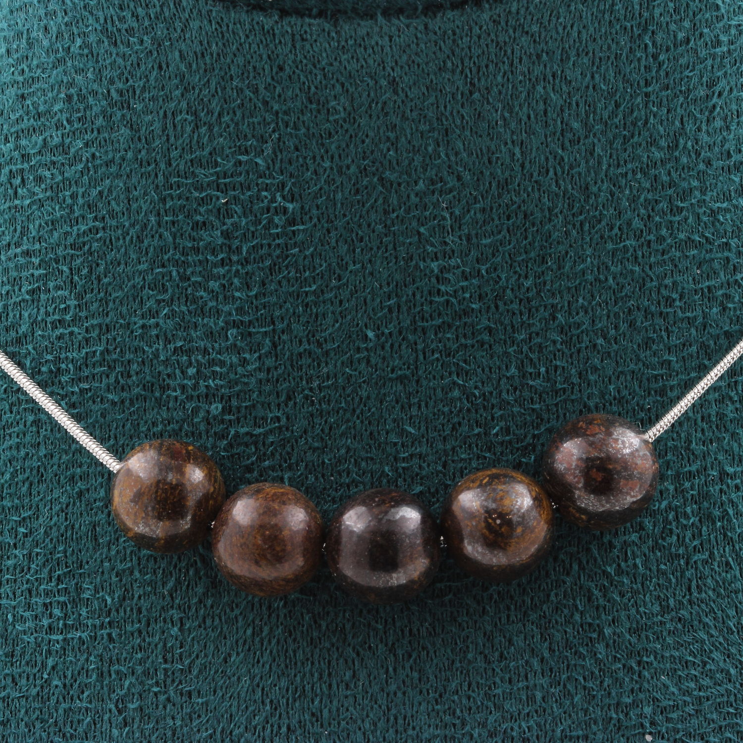 Bronzite 5 beads 8 mm necklace.