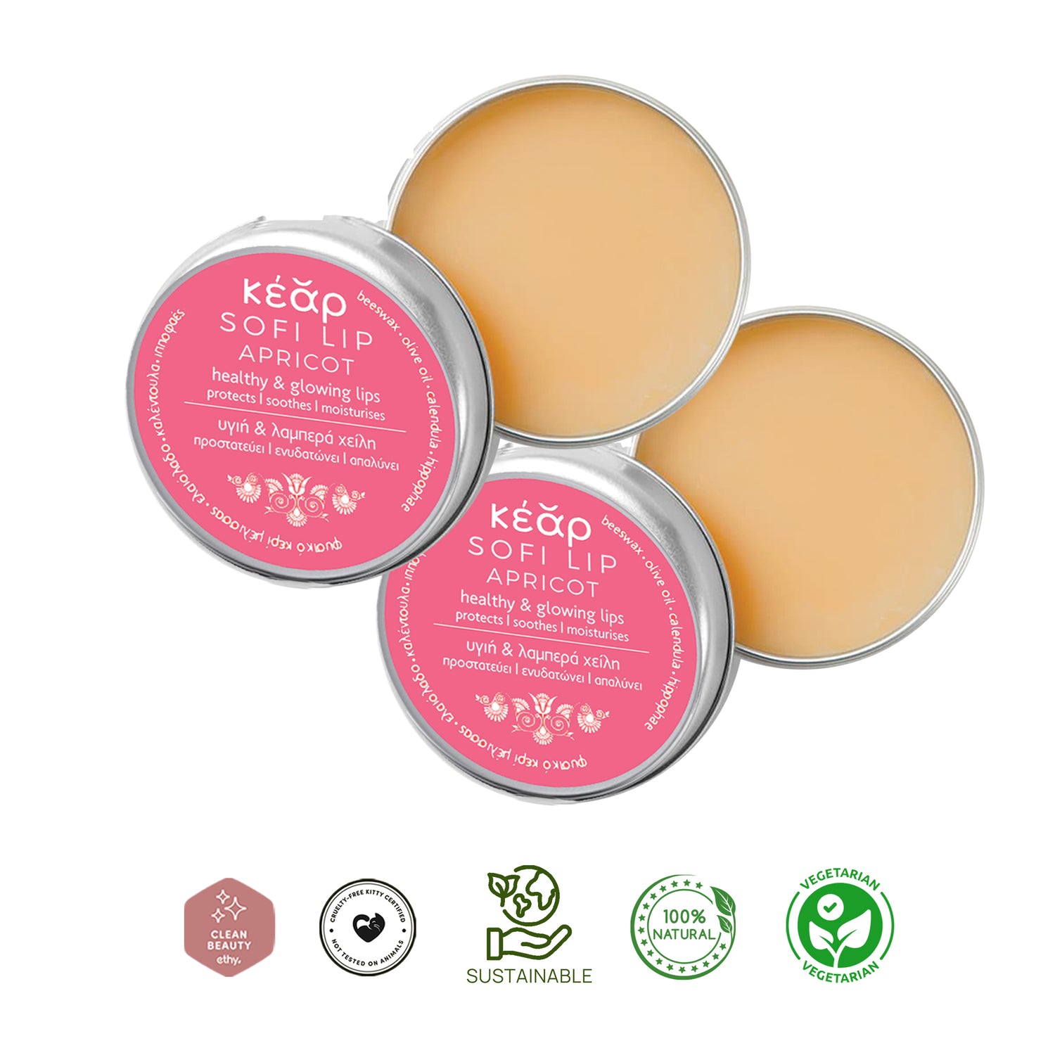 Kear SofiLip Apricot Lip Balm Duo (2 Pack)