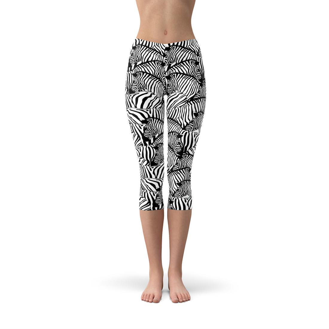 Womens Zebra Stripe Capri Leggings