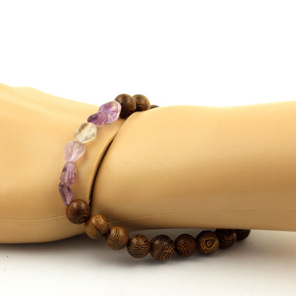 Auralite from Canada + wood Bracelet 8 mm Beads.