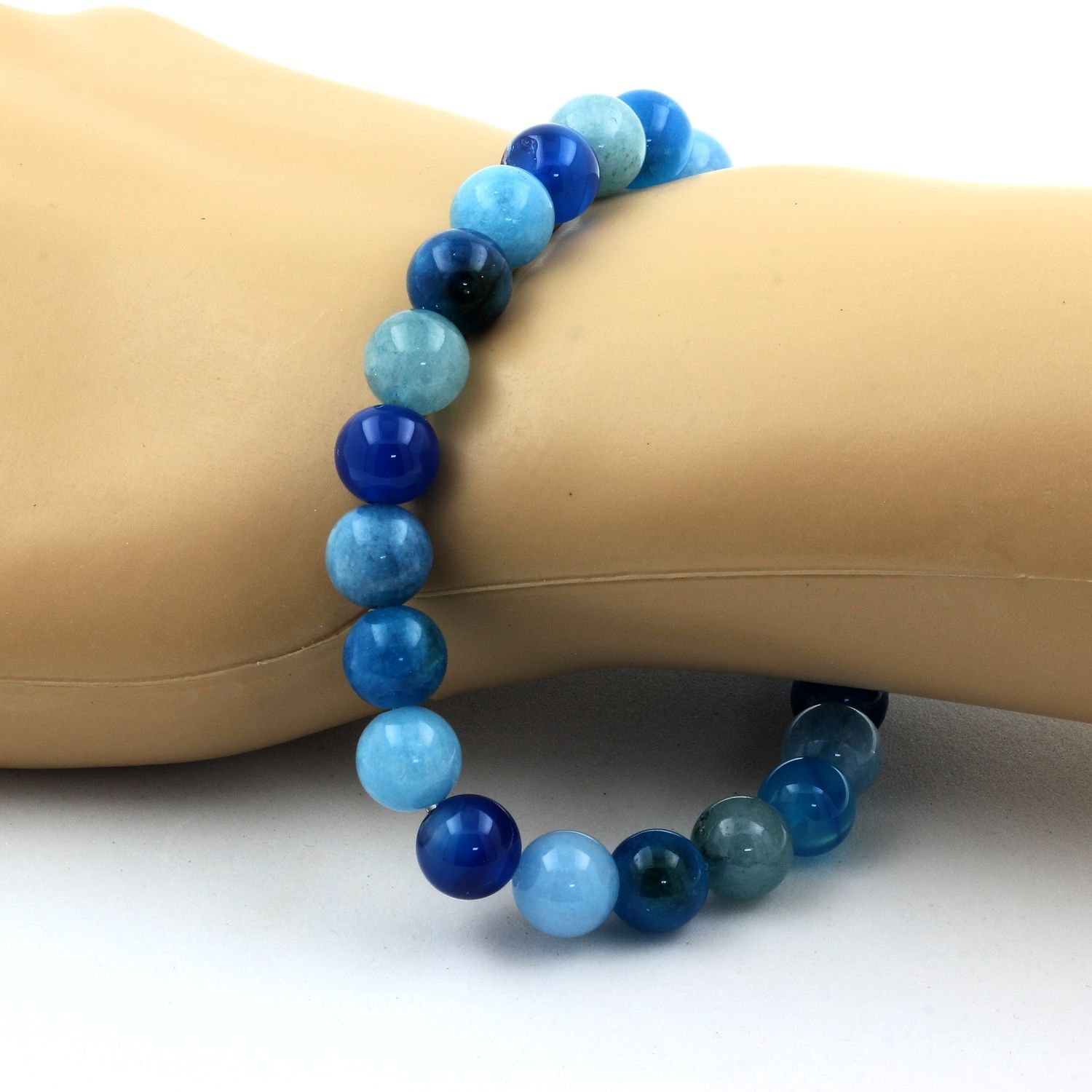 Blue Chalcedony + Aquamarine + Blue Banded Agate + Apatite Bracelet