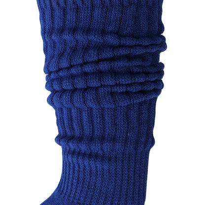 Royal Blue Heavy Slouch Socks for Women Cotton Scrunch Knee Socks