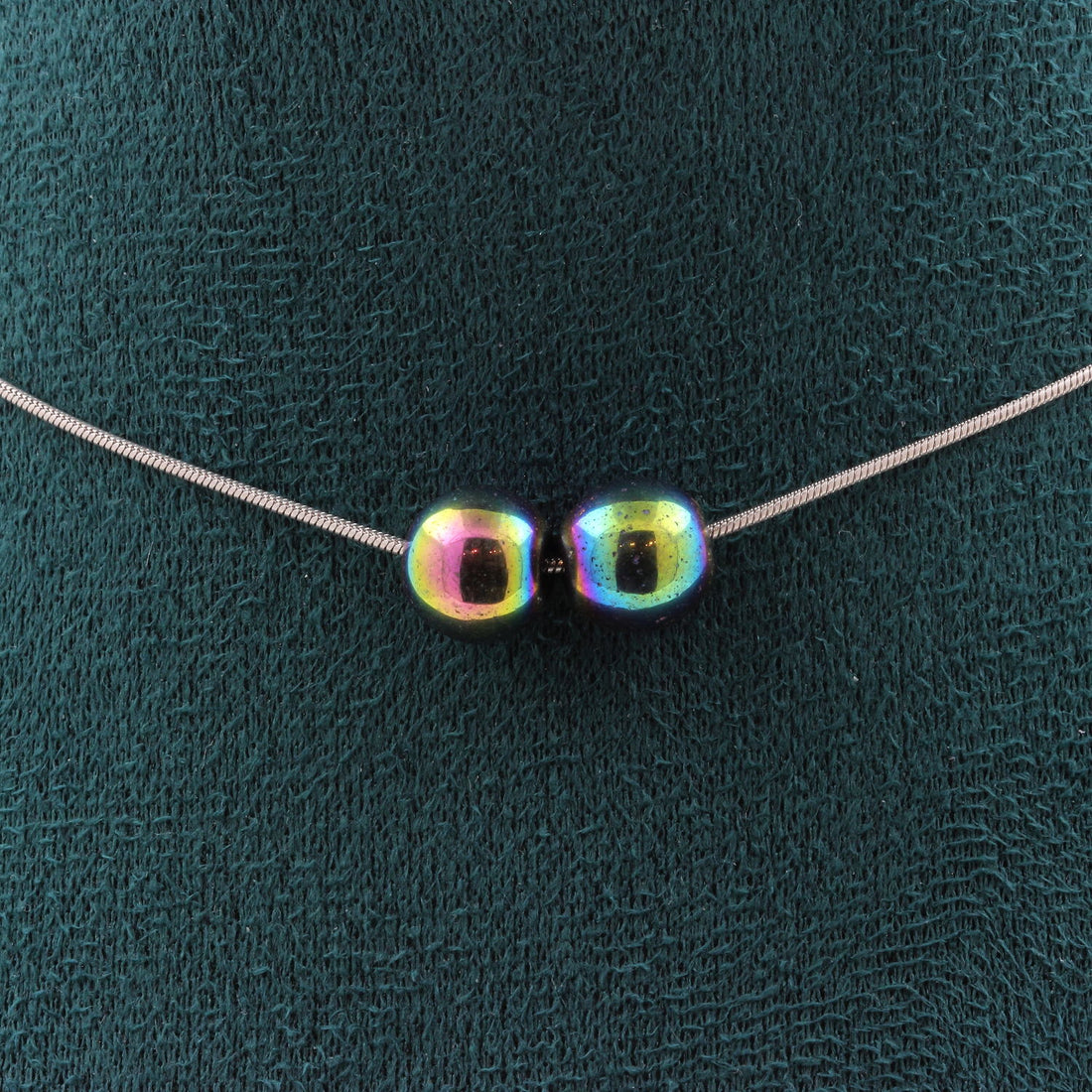 Multicolored hematite 8 mm 2 beads necklace.