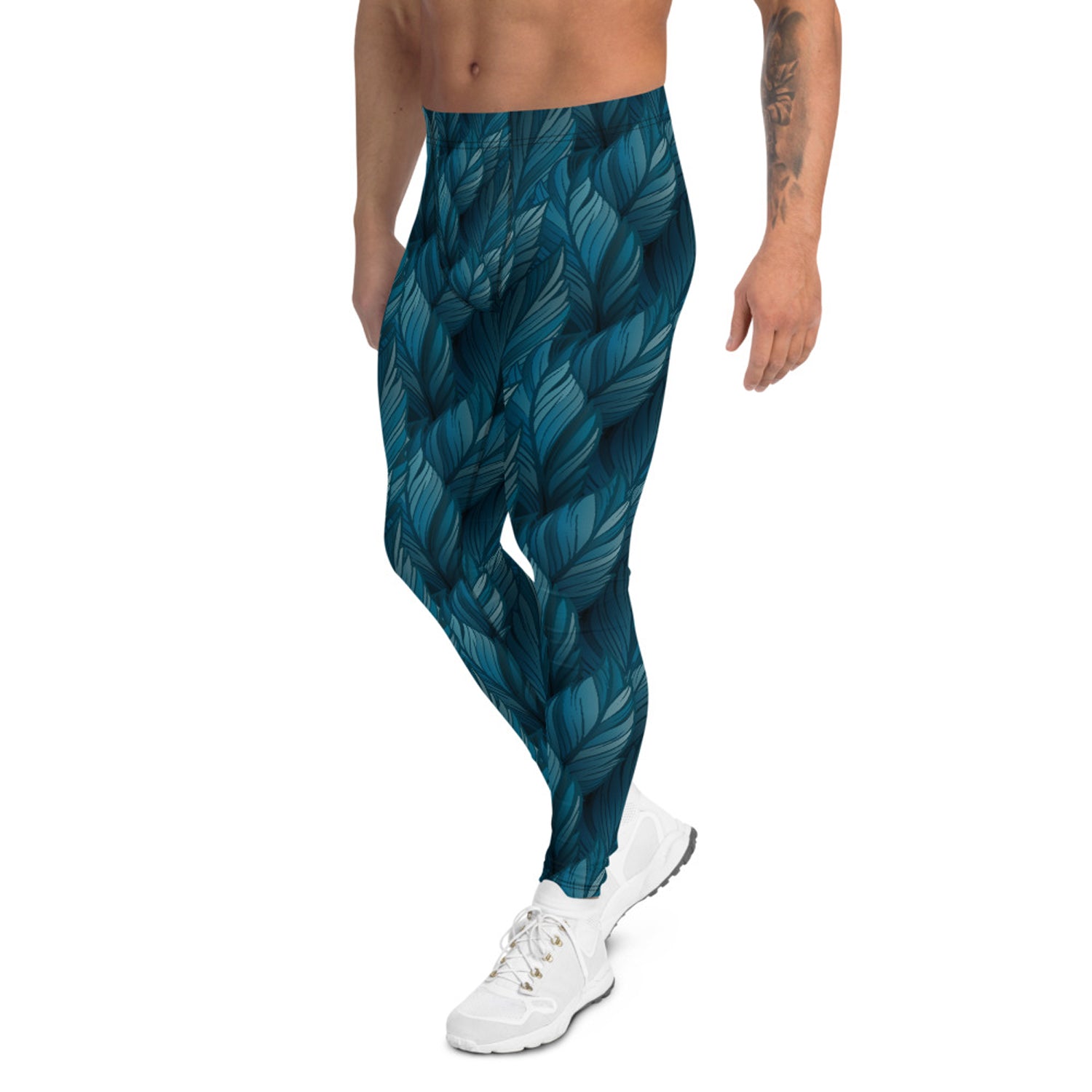 Teal Feather Leggings for Men