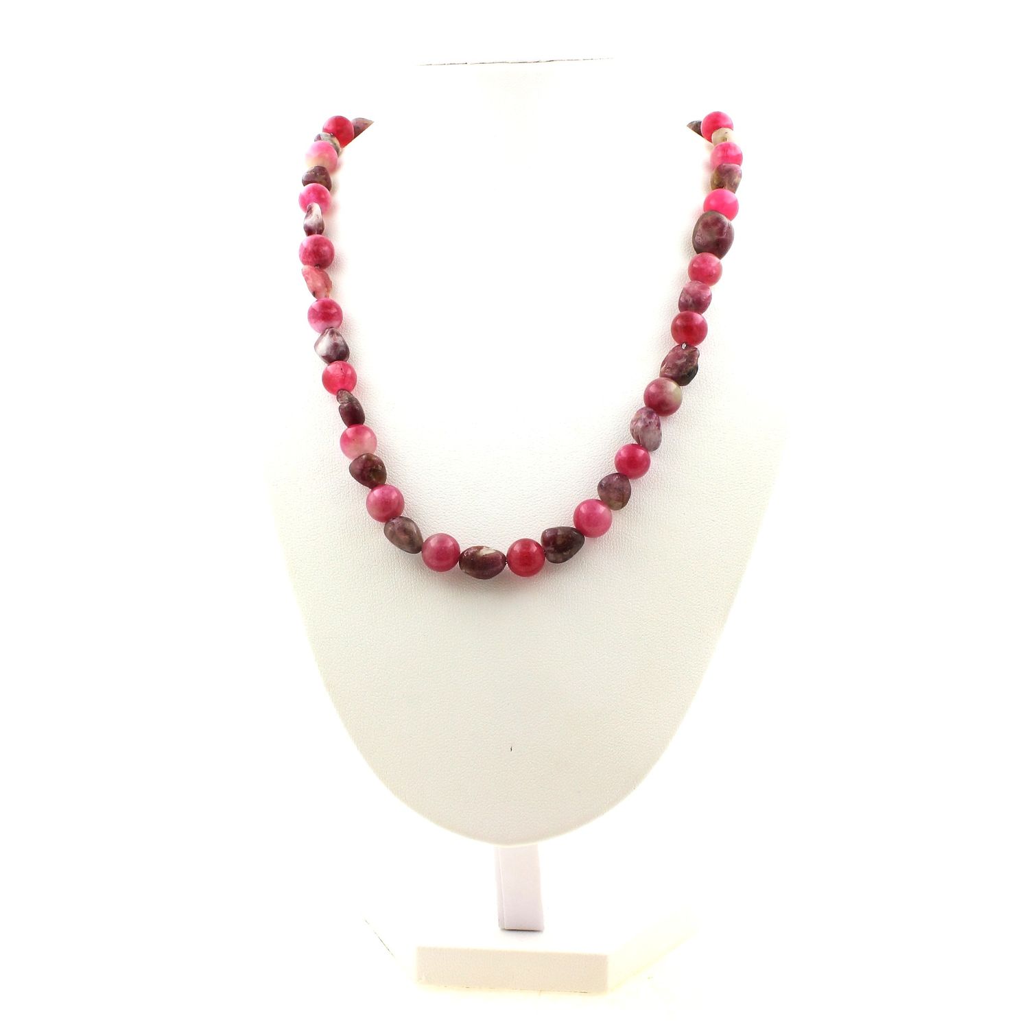 Rubellite Tourmaline + Watermelon Tourmaline 8 mm beads necklace.