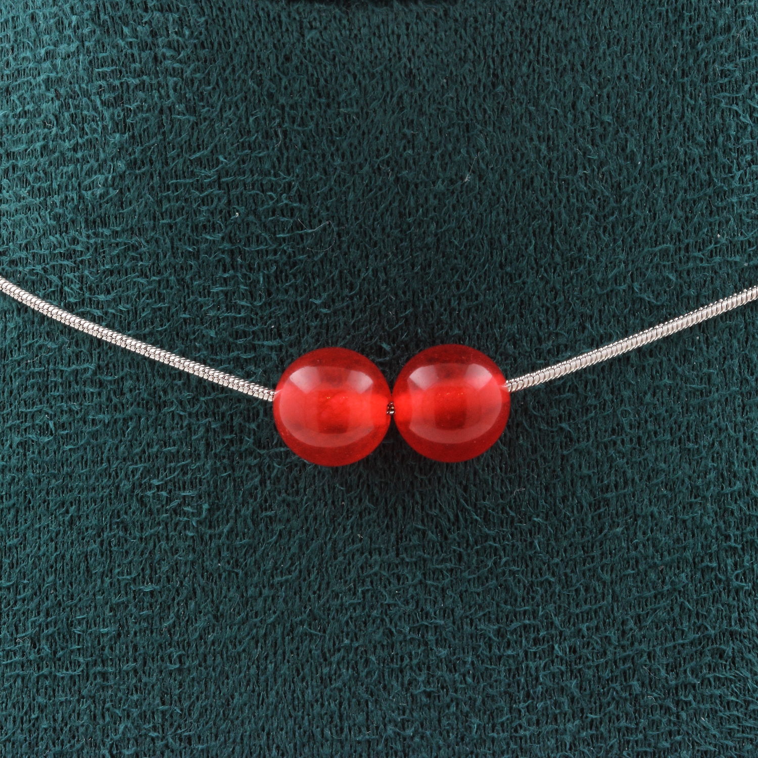 Red Chalcedony 2 beads 8 mm necklace.