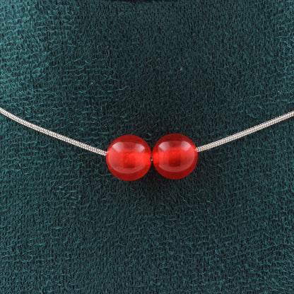 Red Chalcedony 2 beads 8 mm necklace.