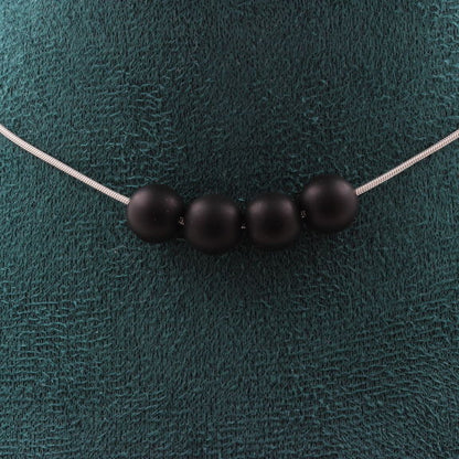 Matte black Onyx 8 mm 4 beads necklace.