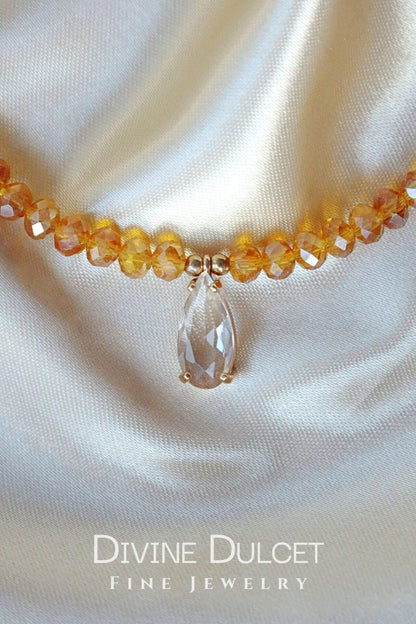 18 Karat Champagne Color Austrian Crystals Choker