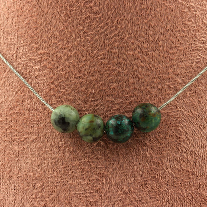 African Turquoise 8 mm 4 beads necklace