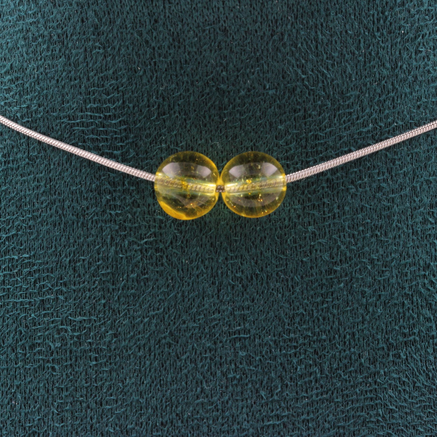 Citrine 8 mm 2 beads necklace.