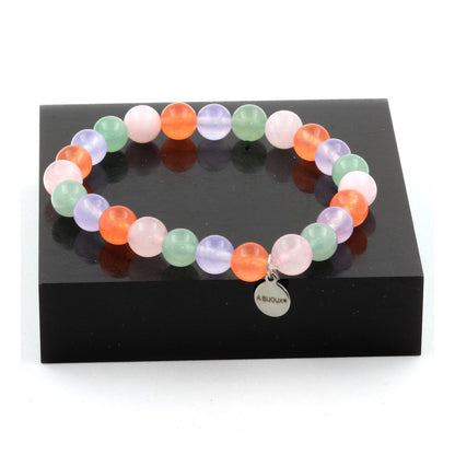 Aventurine+Orange Chalcedony+Pink Quartz+Lavender Chalcedony Bracelet