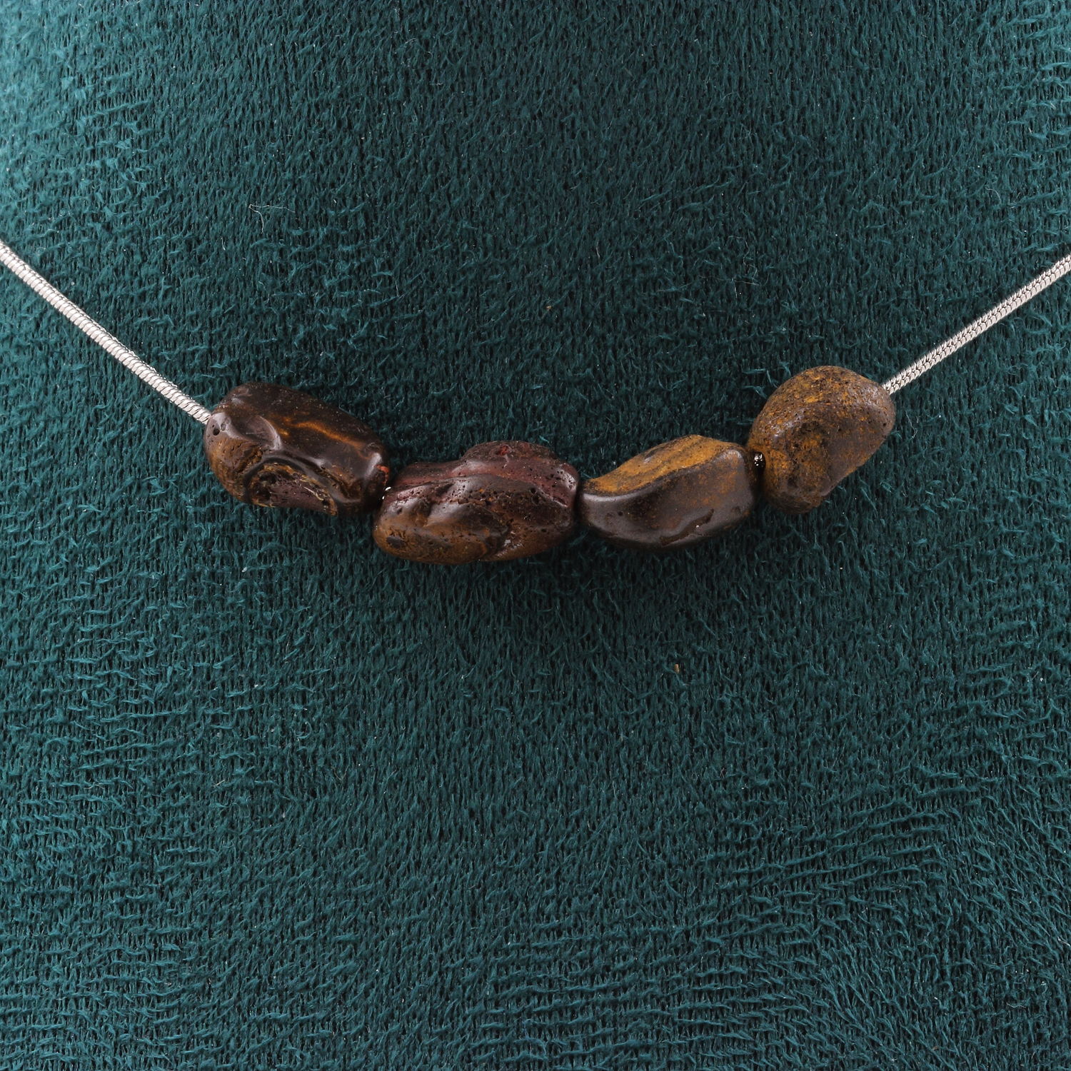 Boulder Opal from Australia 4 beads necklace.