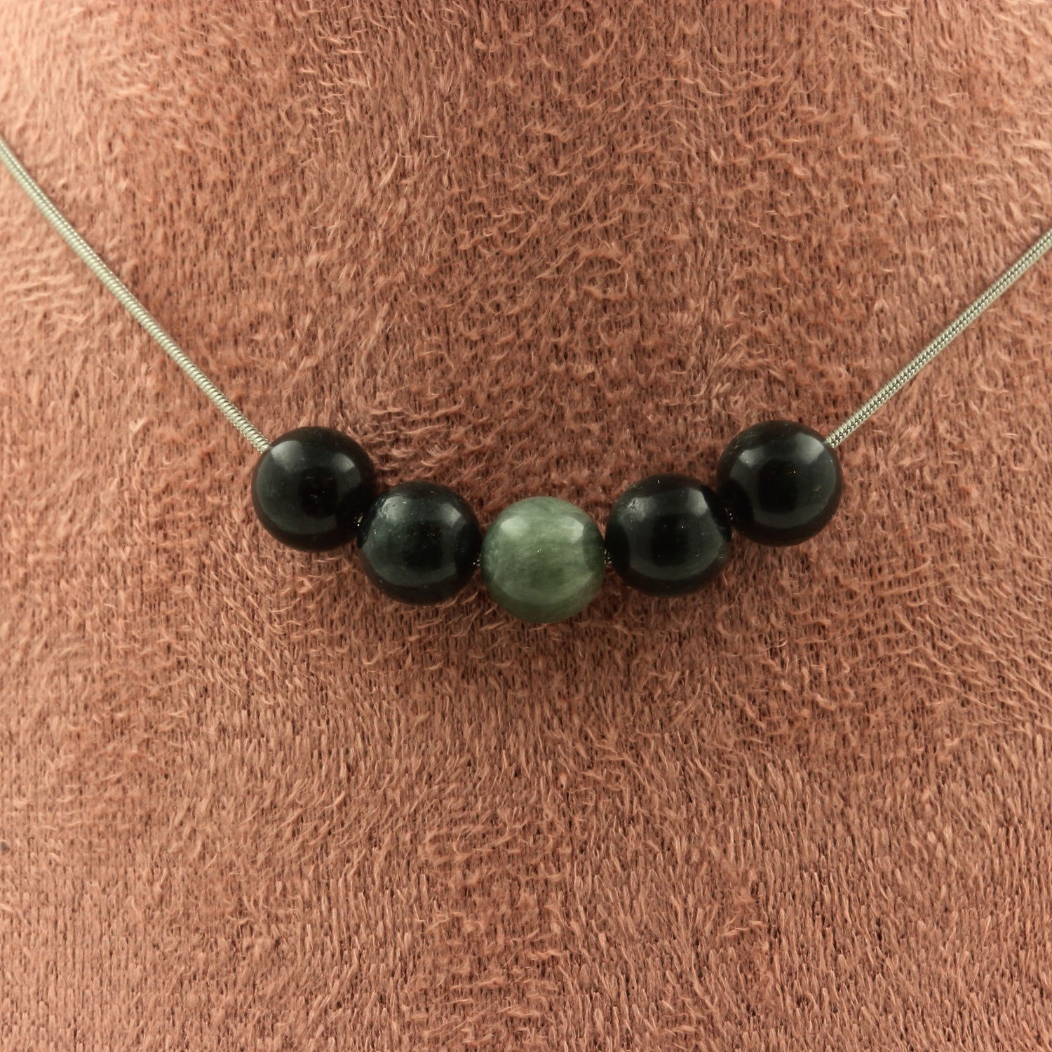 Seraphinite from Russia 8 mm 5 beads necklace