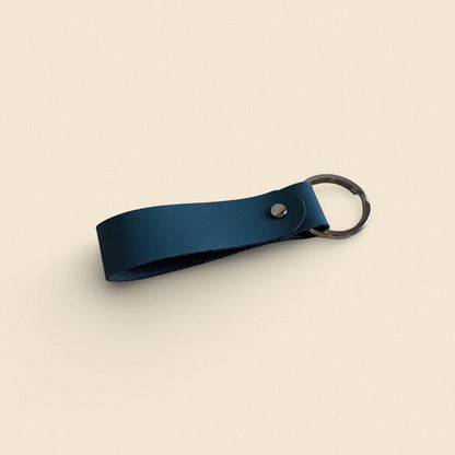 Leather Keychain / Handmade Greyish Blue Key Ring Fashion Accessory