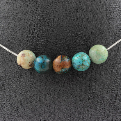 Chrysocolla from Namibia quality 7A 8 mm 5 beads necklace.