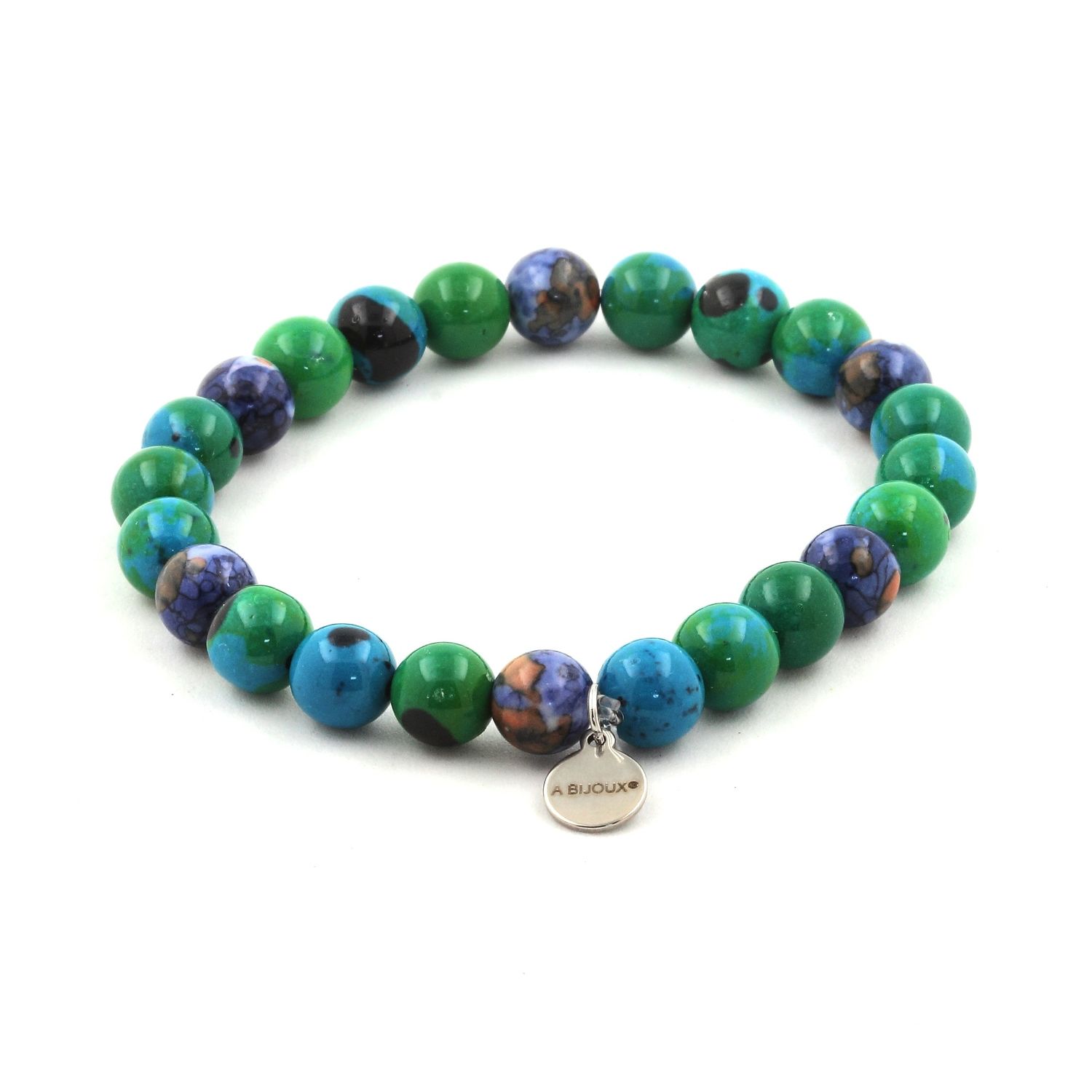 Chrysocolla + Blue Jasper Bracelet 8 mm Beads.