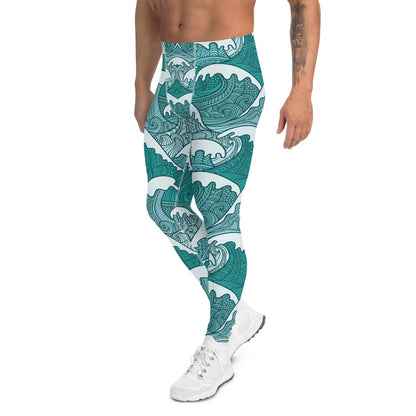 Ocean Wave Swirls Leggings for Men