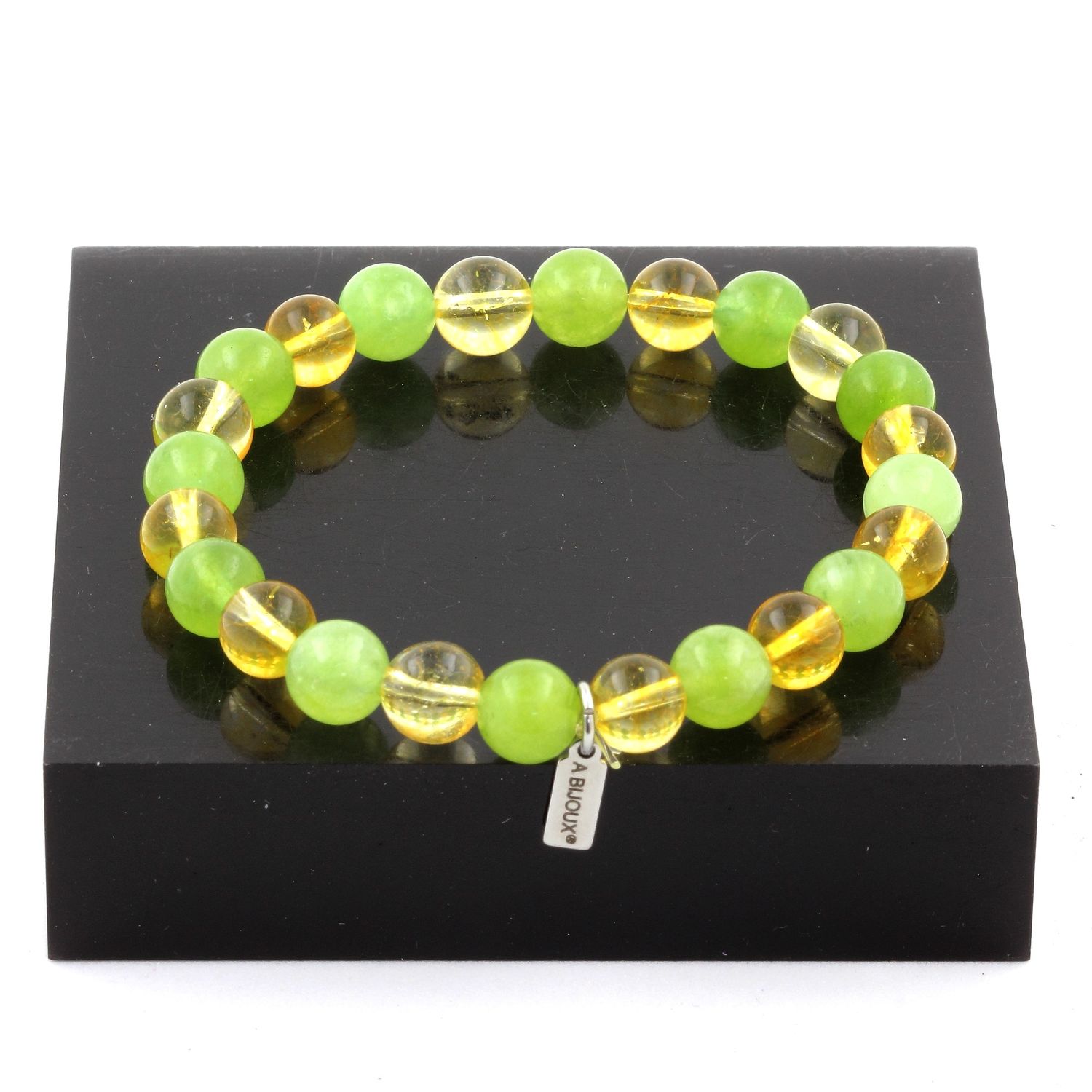 Citrine + Peridot Bracelet 8 mm Beads.