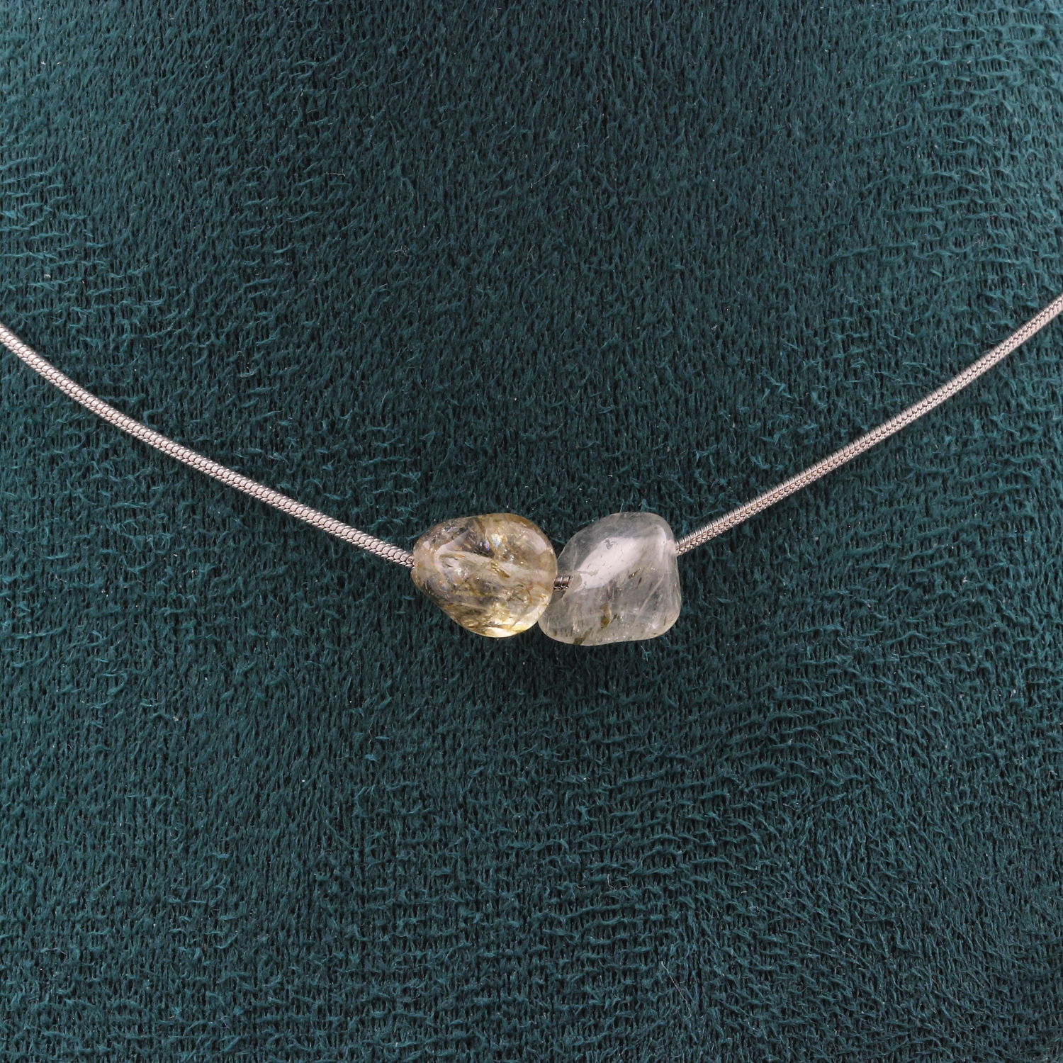 Rutilated Tourmaline Quartz from Brazil 2 beads necklace