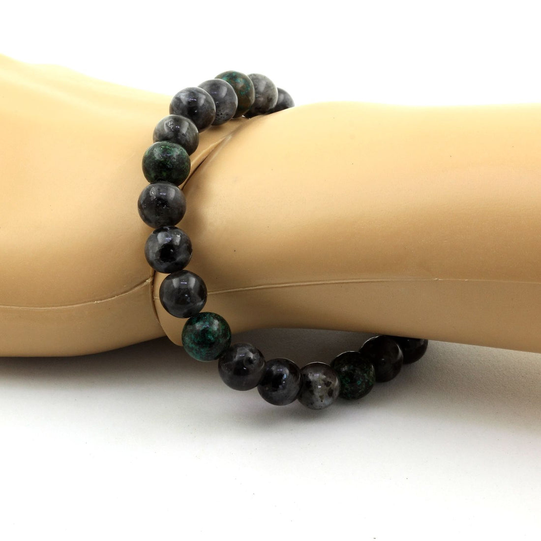 Labradorite + African Turquoise Bracelet 8 mm Beads.