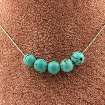 Howlite Turquoise 8 mm 5 beads necklace.